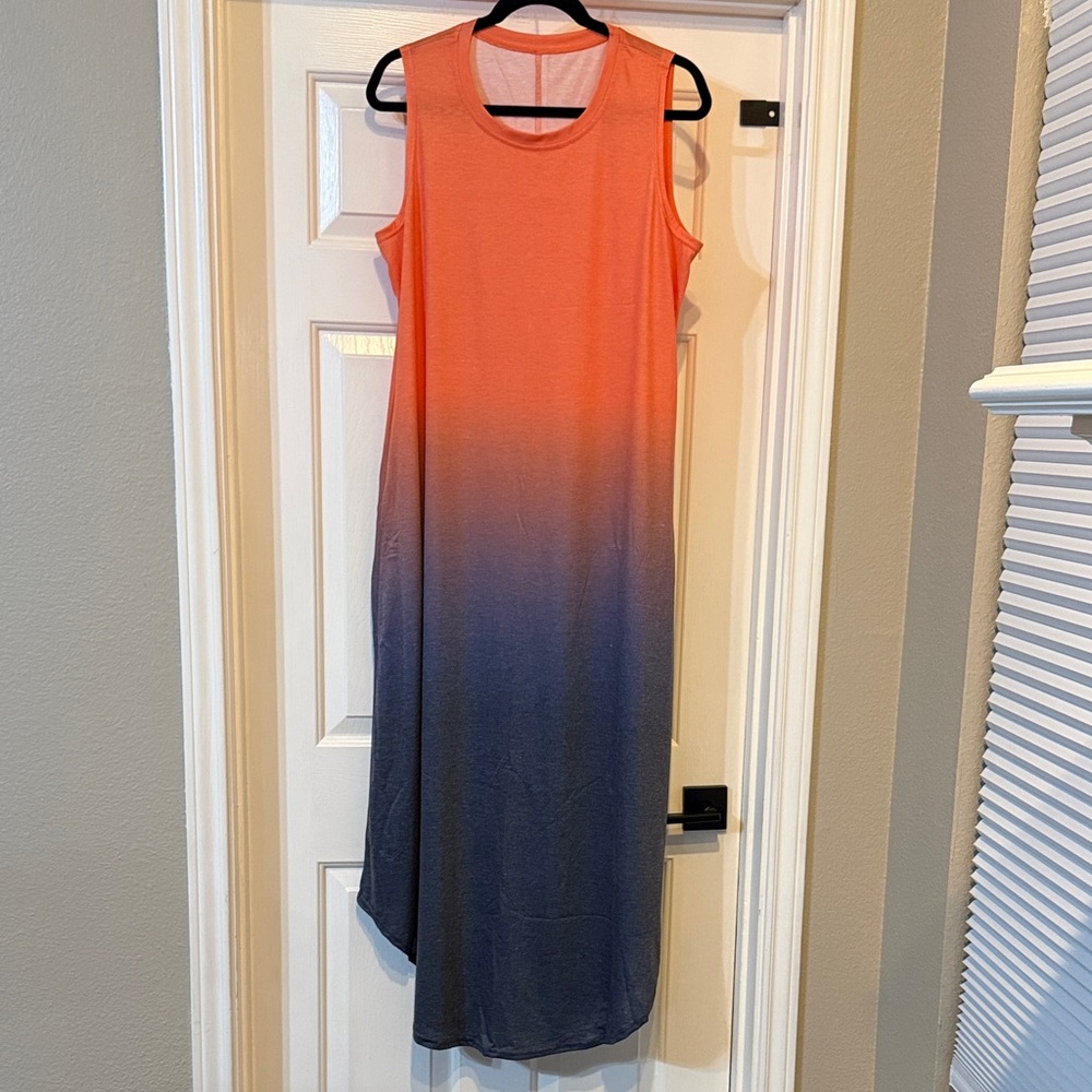 Women’s Sleeveless Jersey Dress in Orange & Gray